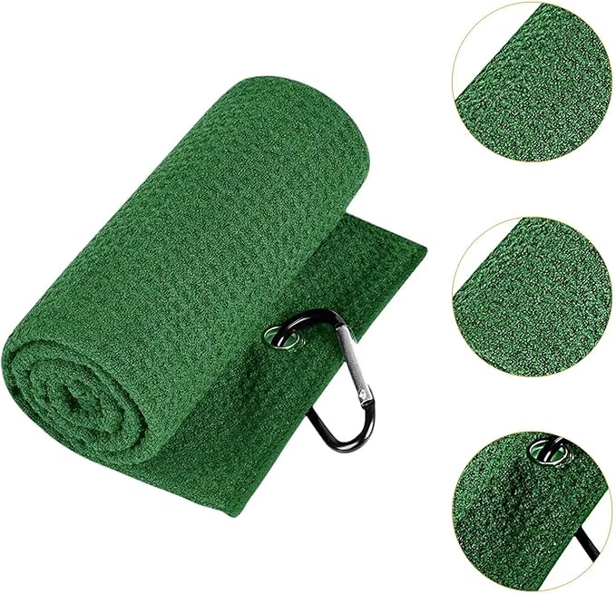 Golf Towel with Clip, Soft Microfiber Cleaning Cloth for Golf Clubs and Balls, Compact and Absorbent(A)