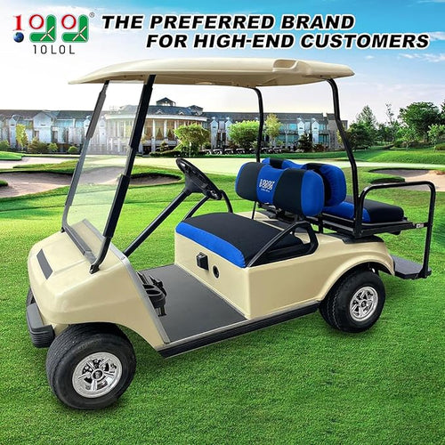 10L0L Golf Cart Front Rear Seat Cover Set for EZGO TXT RXV & Club Car DS 2000-up(Flat Backrest), Made w/ 3D Air Mesh Polyester Fabric Breathable Washable