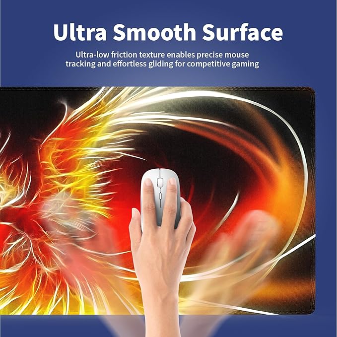 Extended XXL Gaming Mouse Pad with Stitched Edges 31.5 x 11.8 Inches - Phoenix After Fire Shower Renascence, Smooth Cloth Surface Natural Anti-Slip Rubber Base Large Desk Mat for PC Office/Home