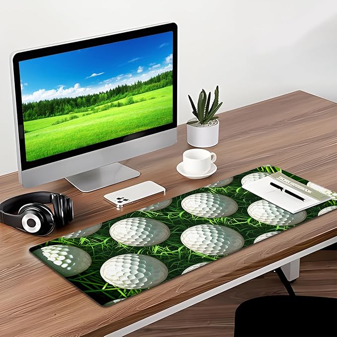 Golf Gaming Mouse Pad, Desk Mat, Non-Slip Rubber Base Cool Aesthetic MousePads for Computer Laptop Keyboard Office School Home Desktop Accessories Decor 31.5" x 11.8"