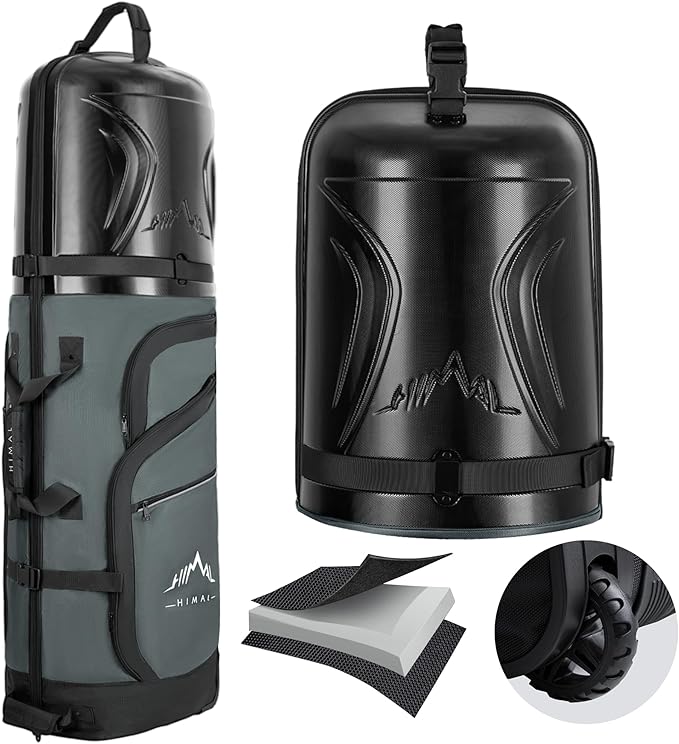 Golf Travel Bag with PC Hard Case Top, 1680D Heavy Duty Oxford Fabric Golf clubs Travel Bags for Airlines with Wheels, Wear-Resistant, Foldable