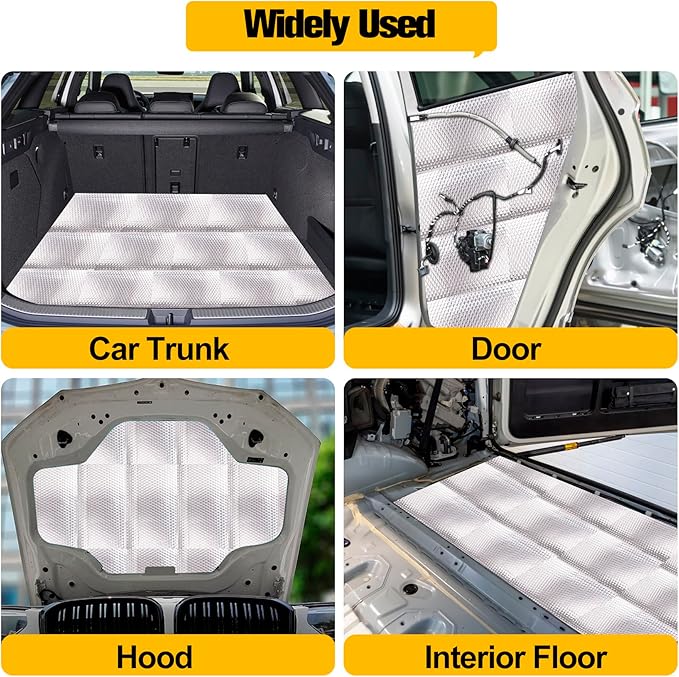 MYFAMIREA 10 sqft Car Sound Deadening, Sound Deading Material Mat for Car 80mil(2mm), Butyl Automotive Sound Deadening with Self-Adhesive, Noise Insulation and Dampening, Auto Deadener for Trunk, 10P