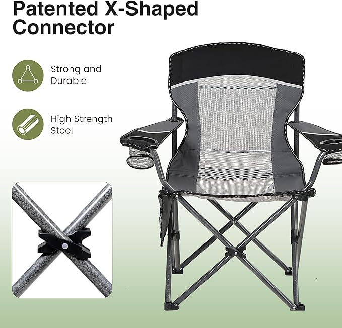 HIGH POINT SPORTS Oversized Portable Mesh Camping Folding Chair