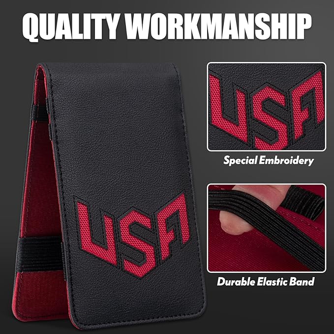 Golf Scorecard Holder & Yardage Book Cover, Golf Accessories Black Premium Leather Yardage Book Holders Cover