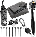 Liliful 12 Pcs Golf Accessories Kit, Include Golf Ball Bag with Hook Towel Tees Magnetic Ball Marker Divot Tool Cleaner Brush for Women Man Gifts