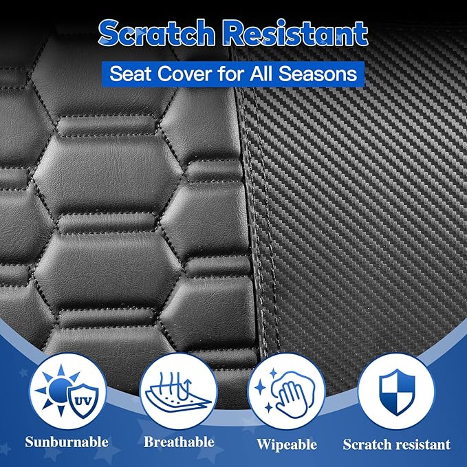 NOKINS Golf Cart Seat Covers, Fit Club Car Precedent OEM Standard Front Seat Cushion, Club Car Precedent Accessories Vinyl Seat Covers, No Nails Required(Carbon Fiber Black&Black)
