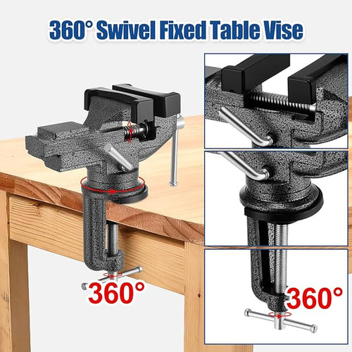 19 Total Pack Golf Grip Kit for Regripping Golf Clubs, include Portable Table 360 Swivel Vise with Rubber Clamp, Grip Removal Tool, 13 pcs Tapes Strips, Solvent Tapes, Gloves for DIY Pro Club Repair