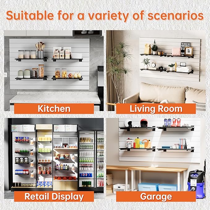 Wood Slatwall Shelves, Slat Wall Shelf Slatwall Acccessory for Garage, Home Improvement, Retail Display (6, 24''x12'')