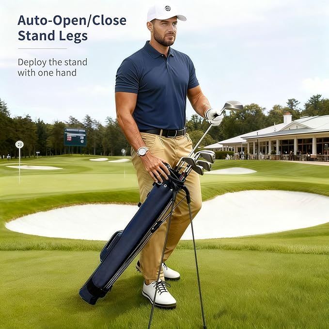 Lightweight Golf Stand Bag, Portable and Durable Golf Carry Bag with Padded Strap and Pocket, Sunday Bag for The Driving Range, 2-Way Divider Practice Bag for Men and Women