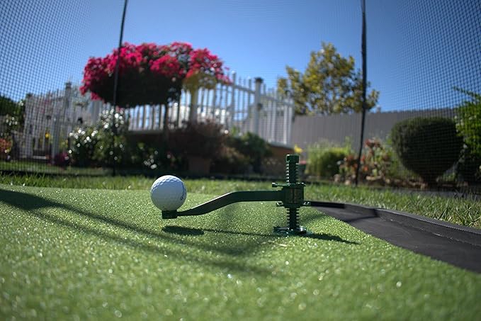 Golf Tee for Mat Adjustable Height with Flexible Arm for Driving Range, Backyard, Garage, Indoor Outdoor. Practice Device. Made in USA
