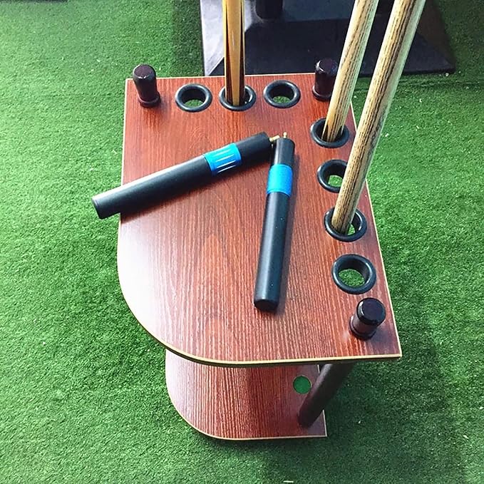 OSCCAR Corner Wooden Golf Club Pool Cue Storage Stand Rack, 7 Holes Small Vintage Putter Display Tool Case, for Indoor/Garage/Home Gym