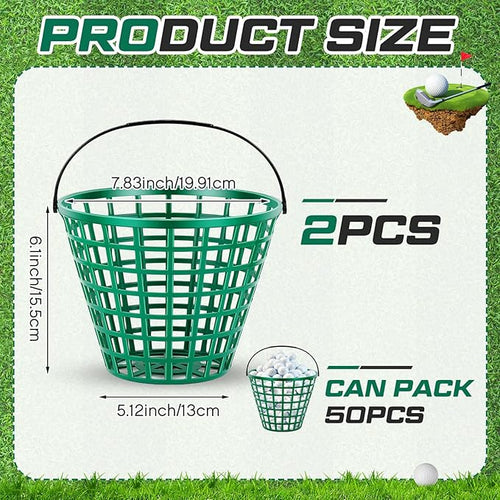 2 Pcs Golf Ball Basket, Can Hold Balls Golf Ball Container with Handle Ball Holder Contain Stadium Accessories Golf Ball Storage Bucket for Golf Storage Accessories