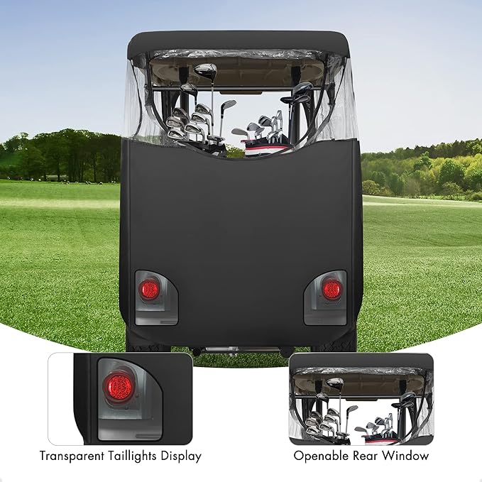 10L0L 2 Passenger Golf Cart Enclosure fit Yamaha G29 Drive and Drive 2, 600D Heavy Duty Yamaha Rain Cover with Clear PVC Windshield, Side Mirror Openings, Waterproof Oxford Cloth