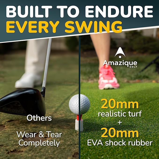 5×4 Golf Hitting Mat, Non-Slip Hitting Mat, 31mm, 36mm, 40mm Thick, PGA Pro Trusted Indoor & Outdoor Golf Practice Mat with Training Kit