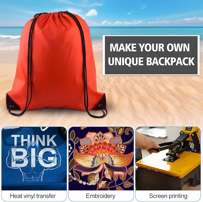 KUUQA 25Pcs Red Drawstring Backpack Bags, Gym Sport Traveling Backpack, Red