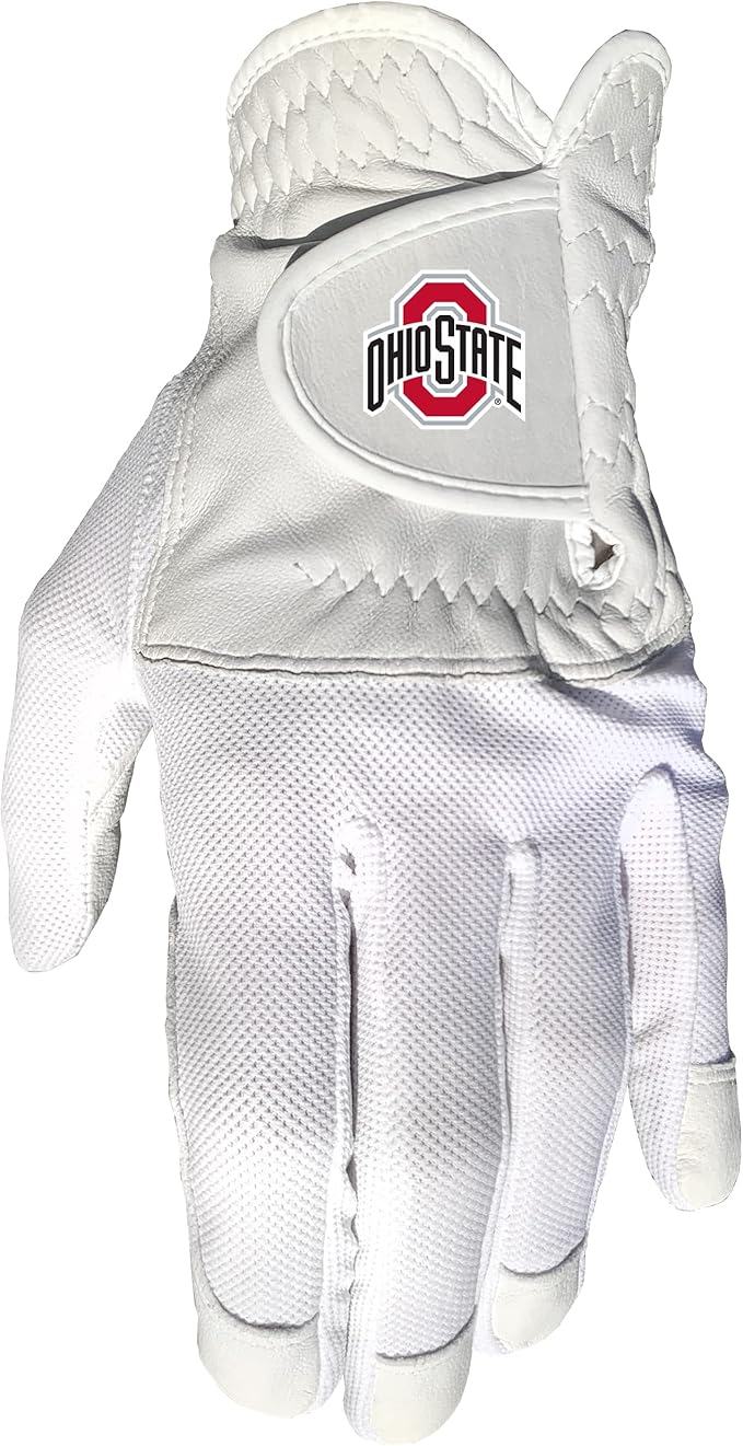 Team Golf NCAA Men's Left Hand Golf Glove, For Right Handed Players, One Size, Includes Removable Double-Sided Magnetic Ball Marker