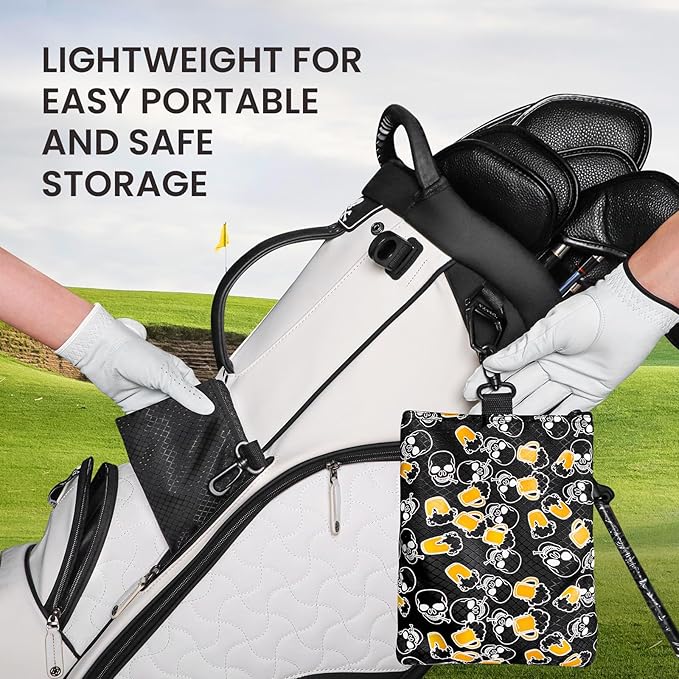 Golf Bag Accessories Valuables Pouch Bags Multi Pocket Zipper Hook with 10 Pcs Wood Golf Tees for Men Women
