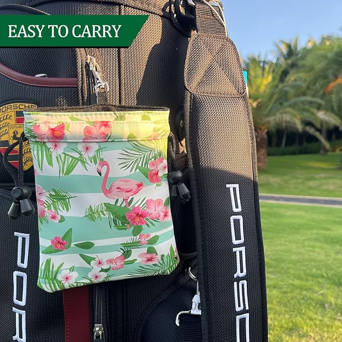 Golf Valuables Pouch,Golf Bag Pouch with Drawstrings Leather Tee Pouchs Bag for Men Women