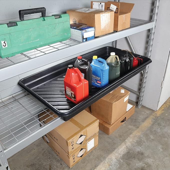 PIG Utility Containment Tray | 23.93 Gallon Sump Capacity | 28.25" W x 52.25" L x 5" H | Black | PAK919