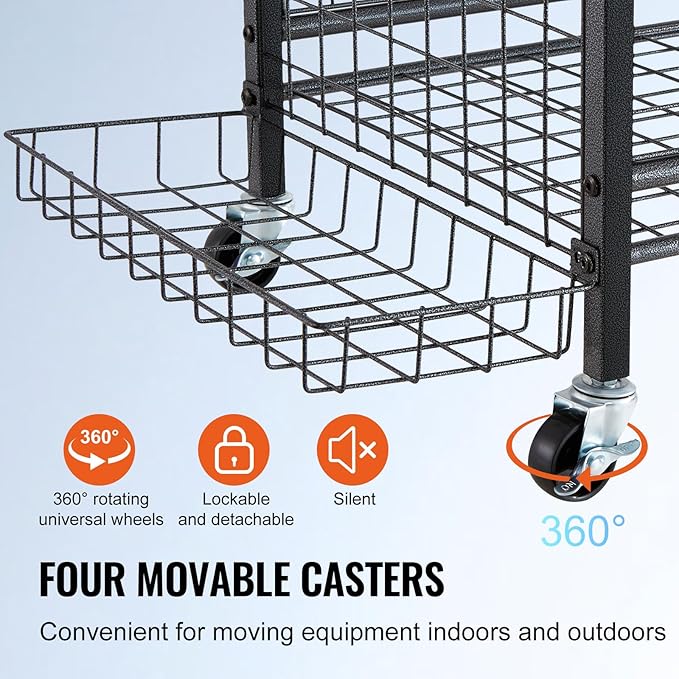VEVOR Golf Bag Organizer, Golf Bag Storage Rack Stand Holder, Sports Equipment Storage Rack, Golf Storage Organizer for Garage, Sports Gear, Toys Storage Rack Hooks