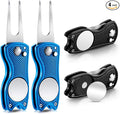 Skylety 4 Pcs Golf Divot Repair Tool Metal Foldable Golf Divot Tool with Magnetic Pop-up Button Ball Marker Stainless Steel Switchblade for Golfers Prizes