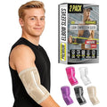 BLITZU Elbow Compression Sleeve for Tendonitis 2 Pack, Tennis Elbow Brace Support for Men and Women Golfers Elbow Pain Relief, Arthritis, Bursitis, Arm Brace for Workout, Weightlifting Nude XL