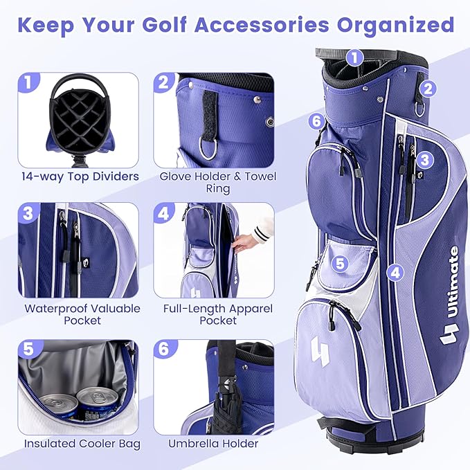 ULTIMATE Women's Complete Golf Club Set, 9/11pcs Right Handed Ladies Golf Clubs Set w/ 460cc Alloy Driver, #3 Fairway Wood, Hybrid, #6/#7/#8/#9/#P Irons & Putter