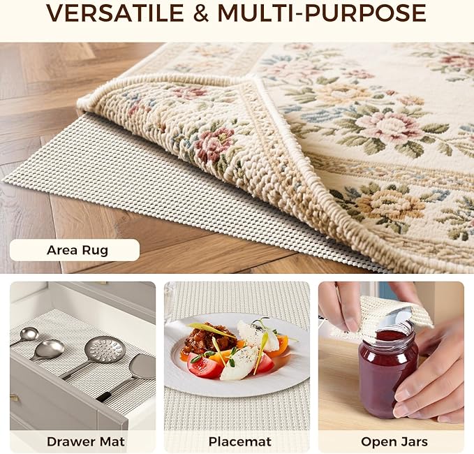 BAGAIL BASICS 4 x 6 FT Rug Pad Gripper for Hardwood Floors, Non Slip Rug Pads for Area Rugs, Extra Thick Under Rug Padding, Protect Your Rugs & Floors