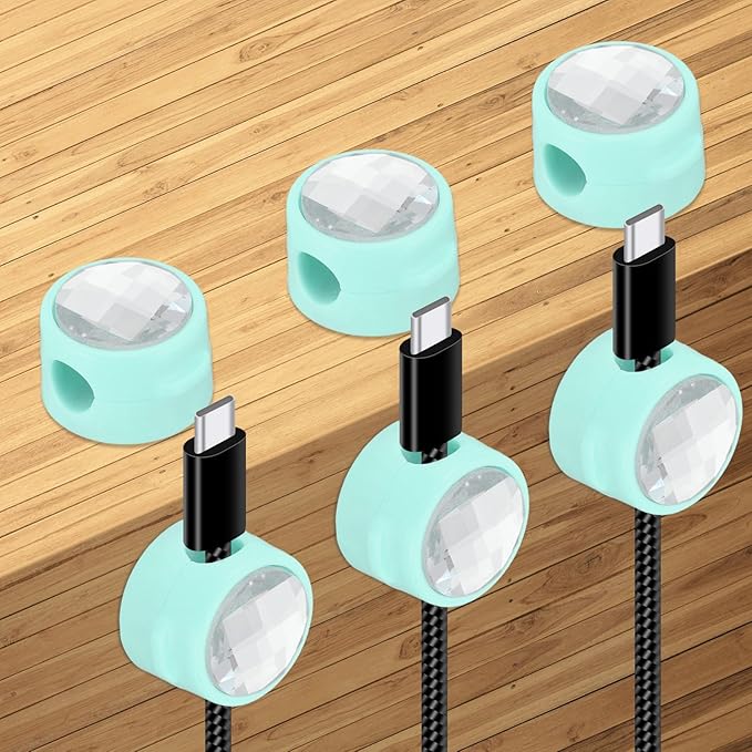 PATIKIL Cable Organizer Holder, 6 Pcs Magnetic Spring Desk Cable Management Clips Adhesive Cord Holder Keepers for Office Desktop Wall Car, Blue