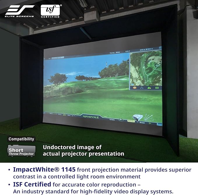 Elite Screens Golf Impact Screen Golf Simulator Impact Screen 10 ft x10 ft, Golf Hitting Screen for Simulator, Enclosed Golf Screen for Training, GolfSim Bay GSB10X10-IPW1145