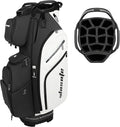 PU Leather Lightweight Men Women Blue White Black Green Golf Bag,Multiple 10 Pockets 14-Way Dividers Cooler Pouch Golf Cart Bag