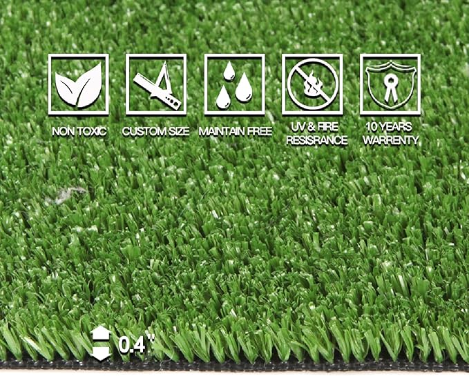 Artificial Grass Turf, 8ft x 50ft 0.4" Pile Height, Indoor Outdoor Fake Astroturf Rug Carpet Mat for Balcony Decor Backyard Patio Backdrop Fence Wall Decorations Dogs