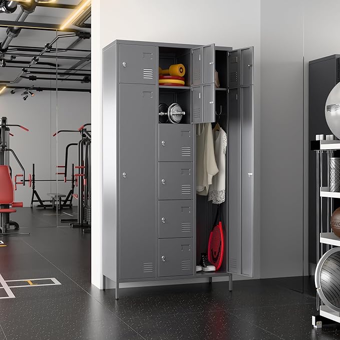 METAN Metal Locker for School Office Gym Bedroom, 10 Doors Steel Storage Locker Cabinet for Employees, Industrial Storage Locker, Assembly Required (Dark Gray)
