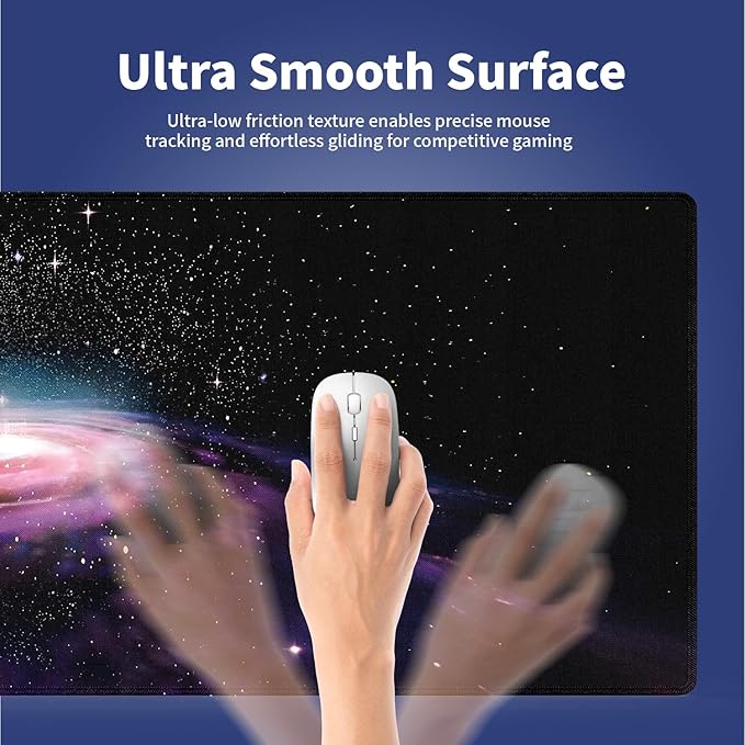 Wknoon. Extra Large Gaming & Office Mouse Pad (31.5" x 11.8") – Blue & Purple Spiral Galaxy in Outer Space Andromeda Nebula Star Dust Cosmic Whirl, Premium XXL Desk Mat with Durable Stitched Edges