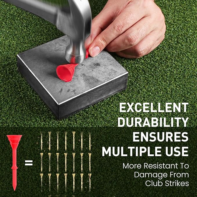 FINGER TEN Unbreakable Golf Tees Plastic 3 1/4 inch Value 50/100 Pack, Low Friction & Low Ball Spin Long Tees to Improve Distance & Accuracy, Durable Tees with Assorted Colors to Practice