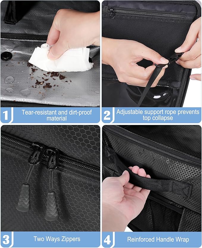 Golf Trunk Organizer, Waterproof Car Golf Locker with Separate Ventilated Compartment for 2 Pair Shoes, Golf Storage for Balls, Tees, Cap, Clothes, Gloves, Accessories, Gifts for Men, Women