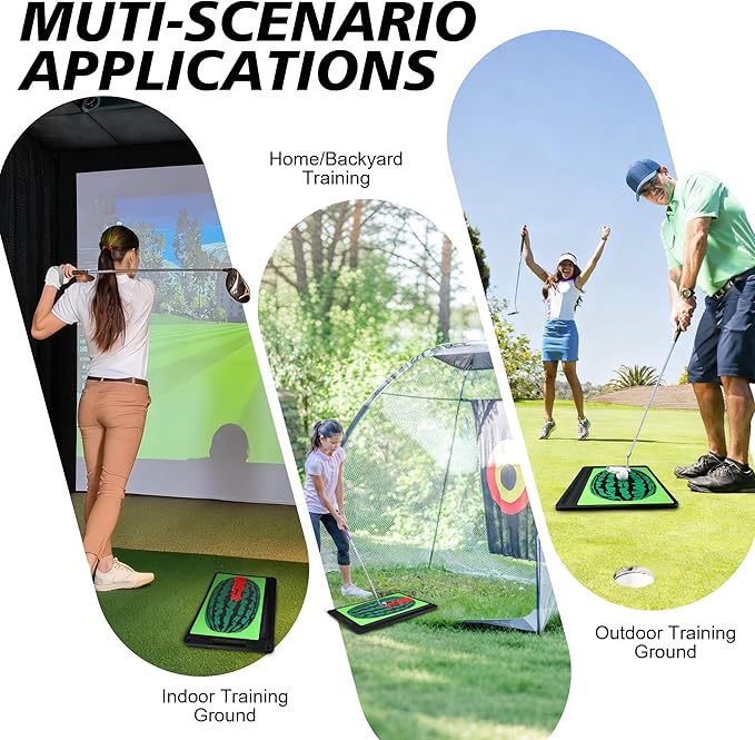 Golf Hitting Mat, Golf Training Mat for Swing Path Feedback Detection Batting, Extra Replaceable Golf Practice Mat for Home Indoor Outdoor, Fun Golf Gifts for Adults Kids