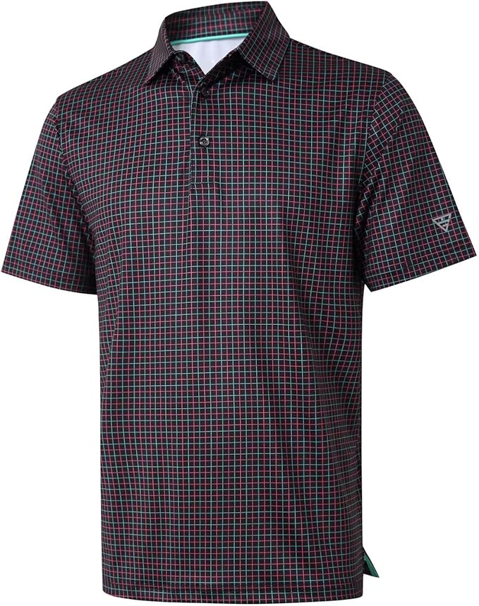 Golf Shirts for Men Dry Fit Short Sleeve Print Performance Moisture Wicking Polo Shirt