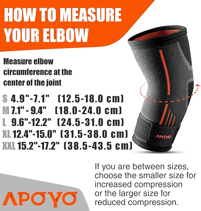 APOYO Elbow Brace for Tendonitis and Tennis Elbow, (Pair) Compression Sleeve for Arthritis, Workouts, Reduce Joint Pain During Fitness Activity (X-Large)