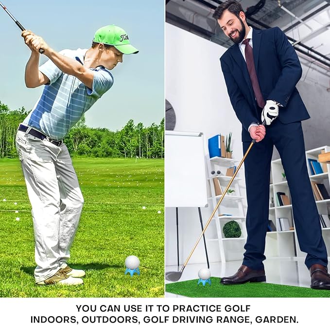 Golf Simulator tees, 24Pcs Plastic Golf Mat Tees for Home, Outdoor or Indoor Golf Tees for Training, Practice Golf tees for Winter Turf and Driving Range, Pack of 12 Tall & 12 Small