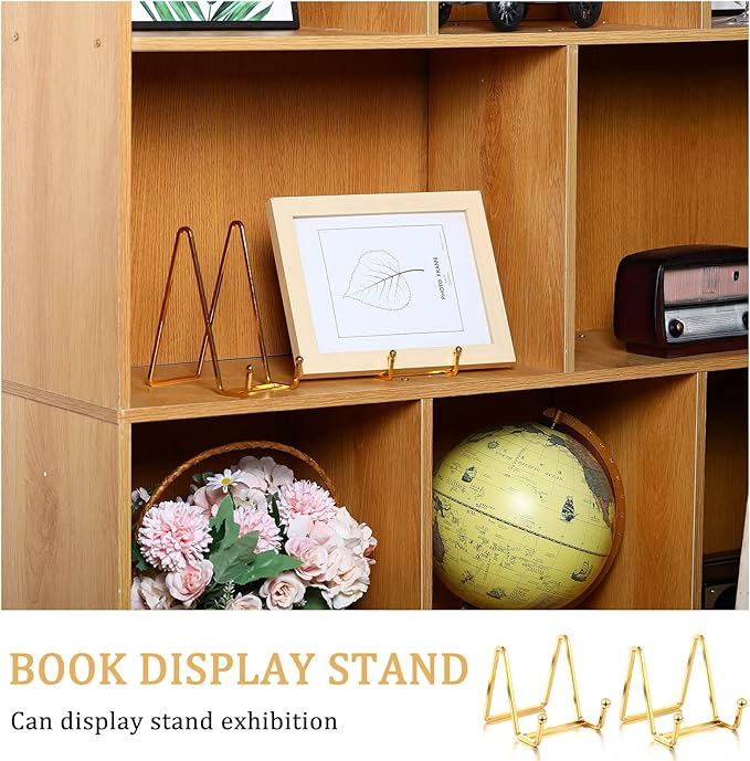 Kenning 12 Pieces Gold Plate Holder Easel Display Stand Metal Book Display Stand Tabletop Picture Frame Holder Photo Square Iron Easel Decorative for Kitchen Office Room Tabletop(3 Inch)