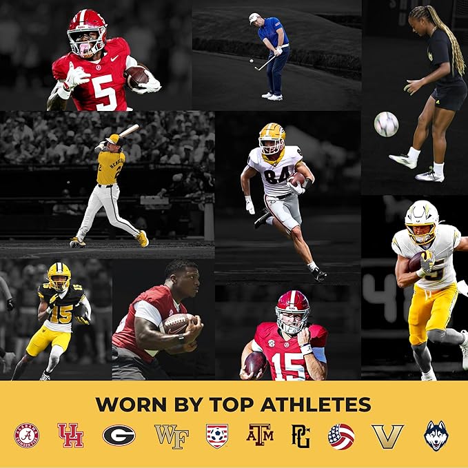 VKTRY Gold for Cleated Shoes - Carbon Fiber Performance Insoles Customized Athletic Inserts for Football, Baseball, Soccer, Golf, Lax & More | Run Fast, Jump High, US M15-15.5, W17-17.5, 121-170lb