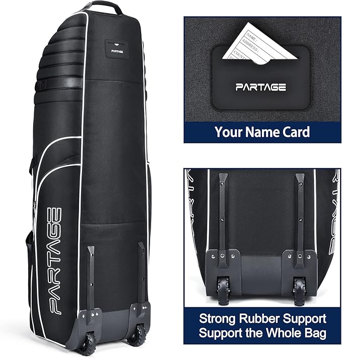 Partage Golf Travel Bag with Wheels, Golf Travel Case for Airlines, 900D Heavy Duty Oxford -Black