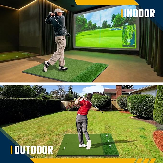Dual-Turf Golf Mat 36mm: 5x4ft/5x5ft Extra Thick Golf Hitting Mats Practice Outdoor Indoor, High-Density Artificial Hitting Training Matt for Garage Simulator Chipping Driving Swing