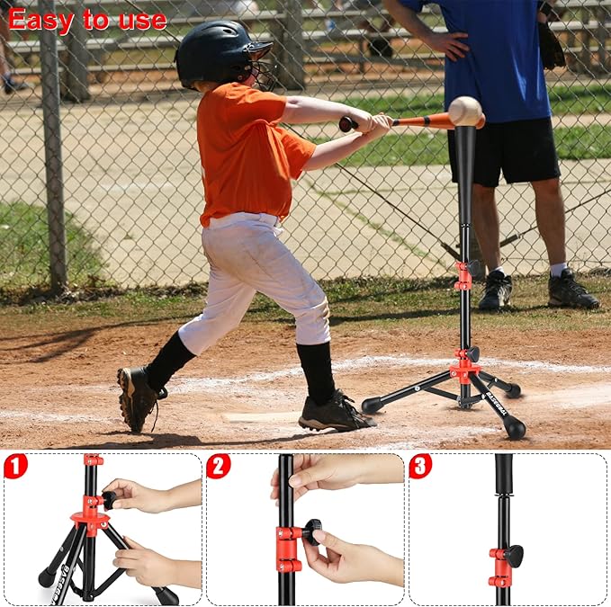 Baseball Tee for Kids,Batting Tee,Softball Tee,Youth Hitting Tee,Teeball Tee,Travel Tee,Easy Adjustable Height
