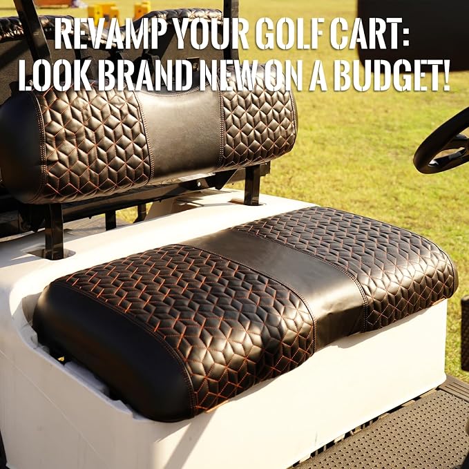 Golf Cart Seat Covers Front for EZGO RXV 2008+ Standard Seat Cushion, EZGO Vinyl Leather Seat Cover Set Replacement Accessories, No Staples, Black(4 PCS)