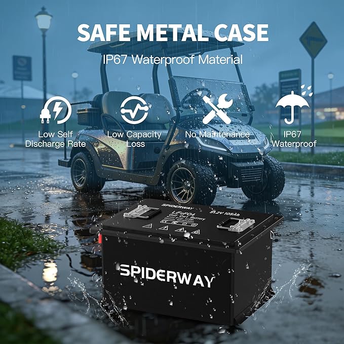 48V 105Ah Lithium Battery Golf Cart with 25A Charger, 48V LiFePO4 Battery, LCD Monitor & Mobile APP, 6000+ Cycles 48V Golf Cart Battery, Built-in 200A BMS, Max 10.24kW Output, Perfect for Golf Carts