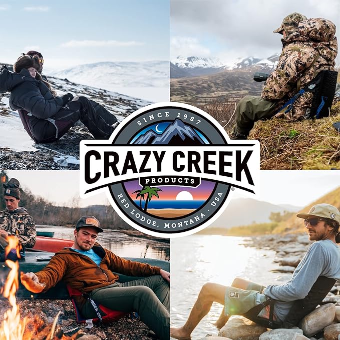 Crazy Creek HEX 2.0 LongBack Chair for Backpacking, Camping and Stadium Use, Extra Width & Back Height for Comfort, 250 LBS Weight Capacity, Adjustable Straps w/Rock Lockster (R) Buckles
