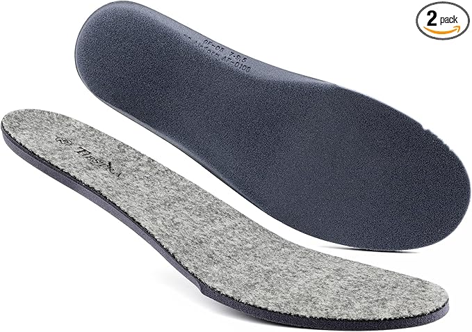 Thick Merino Wool Insoles for Men Fur Fleece Shoes Inserts Memory Foam Cushion Comfort Warm Sheepskin Insoles for Winter Snow Boots Slippers Grey 46EU,US13
