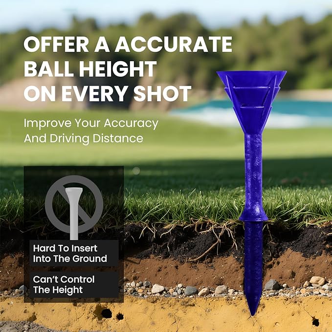 FINGER TEN Unbreakable Golf Tees Plastic 3 1/4 inch Value 50/100 Pack, Low Friction & Low Ball Spin Long Tees to Improve Distance & Accuracy, Durable Tees with Assorted Colors to Practice